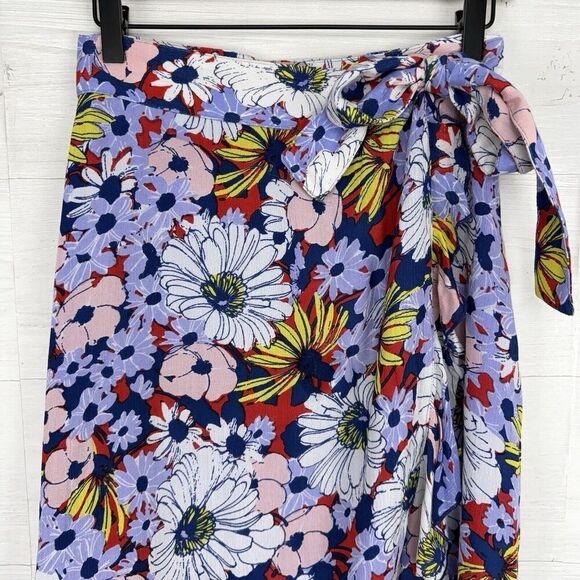 Anthropologie Maeve Sybil Wrap Skirt Size XS Floral Tie Waist Ruffle Hem Midi - Picture 4 of 16